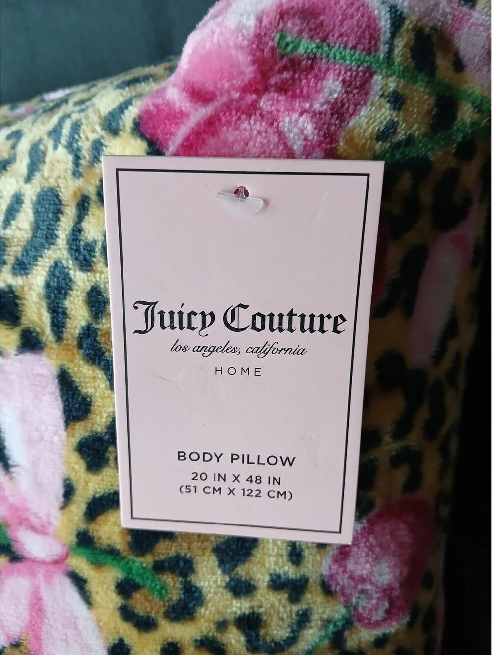 NWT Juicy Couture Cherry Leopard Print Juicy Logo Body Pillow Y2K McBling 20x48